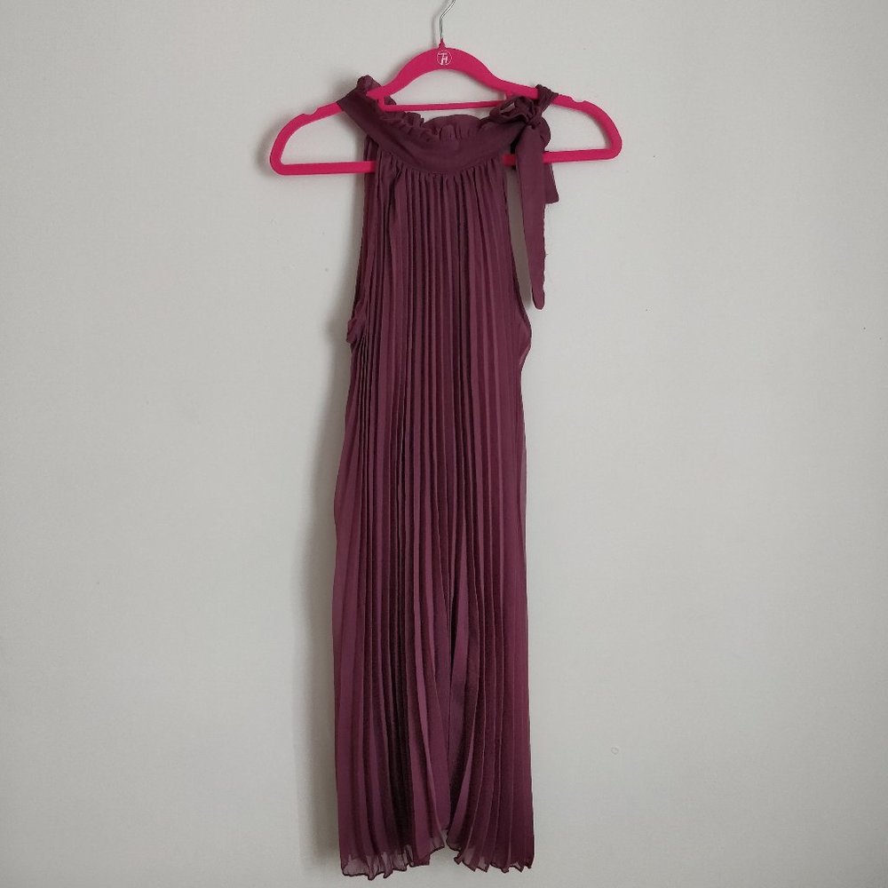 NEW Plum Halter Pleated Dress, Size S-M